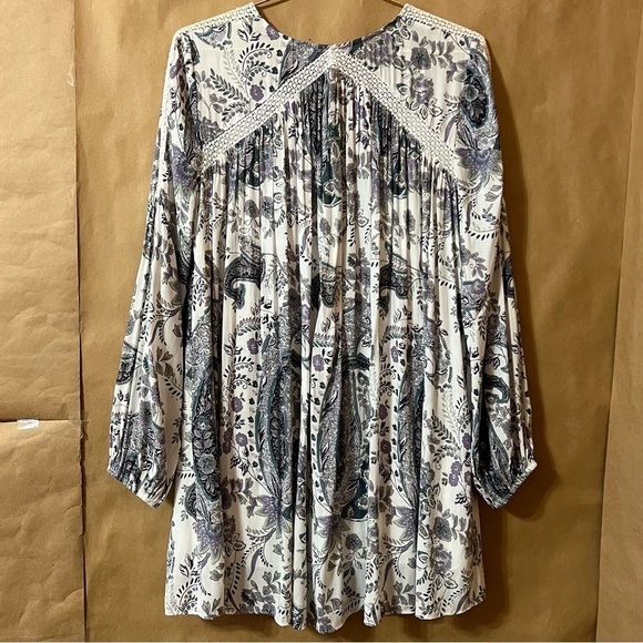 Free People | Rain Or Shine Lace Up Mini Dress Popover Floral Paisley Size XS - Picture 12 of 16